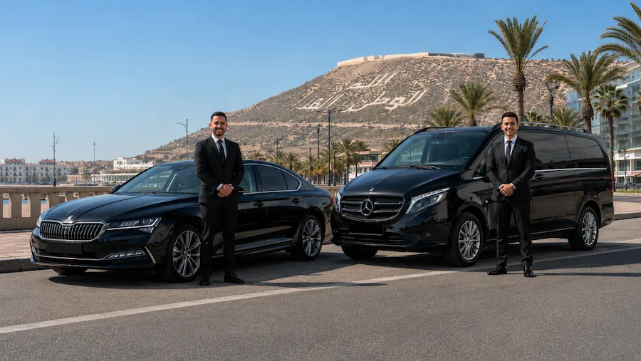 Chauffeur privé Agadir avec chauffeur professionnel et véhicule noir haut de gamme