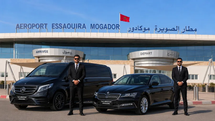 Taxi aéroport Essaouira-Mogador avec chauffeur privé au Maroc