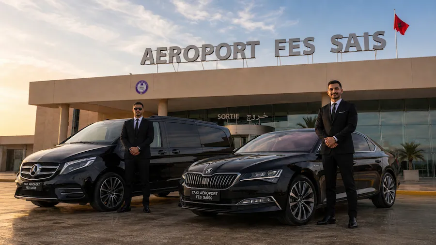 Taxi aéroport Fès-Saïss avec chauffeur privé au Maroc
