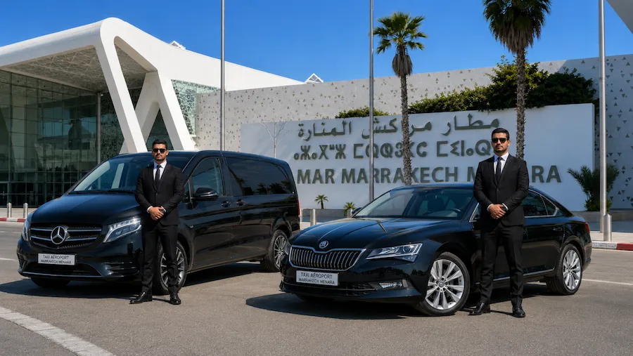 Taxi aéroport Marrakech Ménara avec chauffeur privé au Maroc