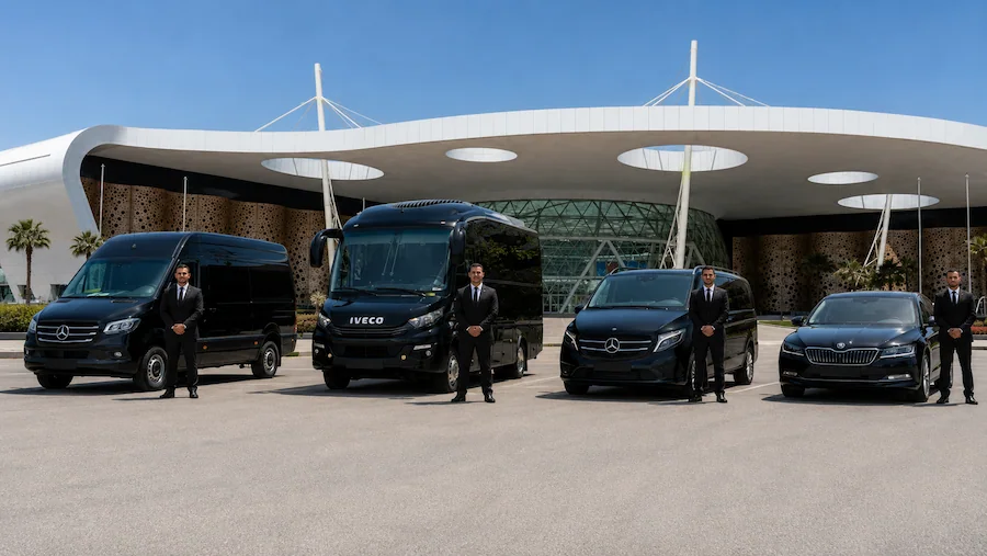 Transport privé professionnel Marrakech avec chauffeur et véhicule noir