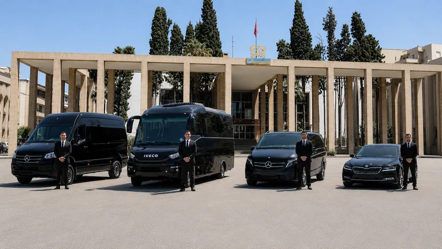 Transport privé professionnel Meknès avec chauffeur et véhicule noir